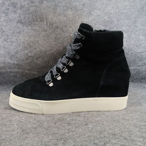 Steve Madden Shoes Womens 10 Sneakers Wedge Fashion Lifestyle Boot Leather Black - Picture 3 of 14
